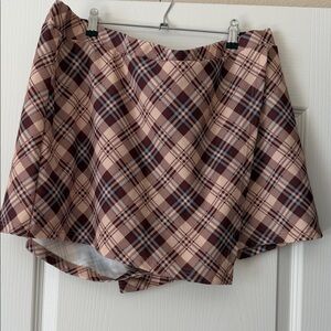 Plaid A-Line Skirt in Pink and Brown